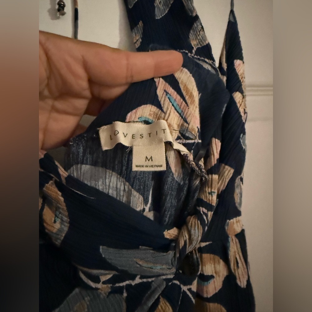 Lovestitch Navy Leaf Print Maxi Dress - Picture 5 of 5